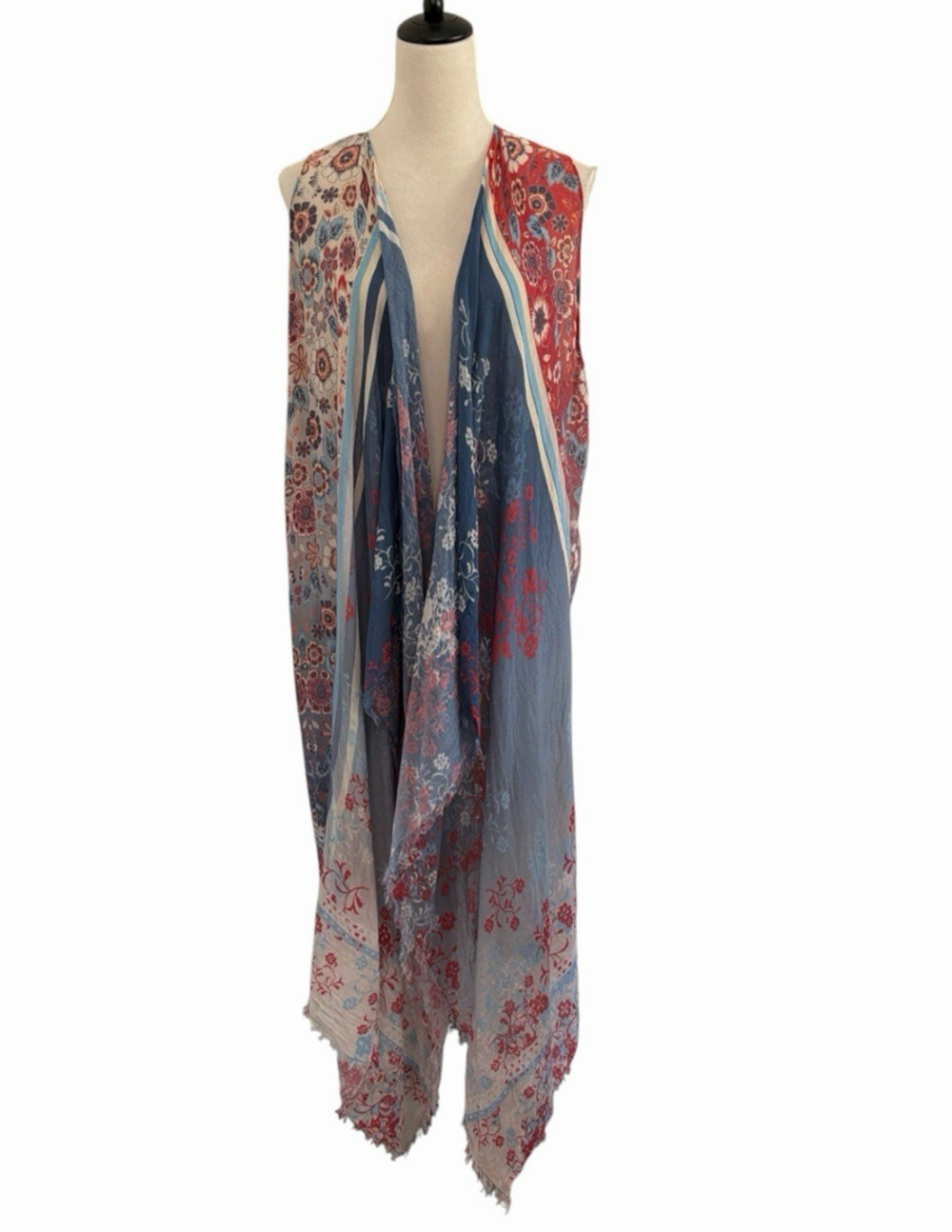 Shana Boho Kimono Duster Womens S/M Cotton Linen Floral Beach Western Festival